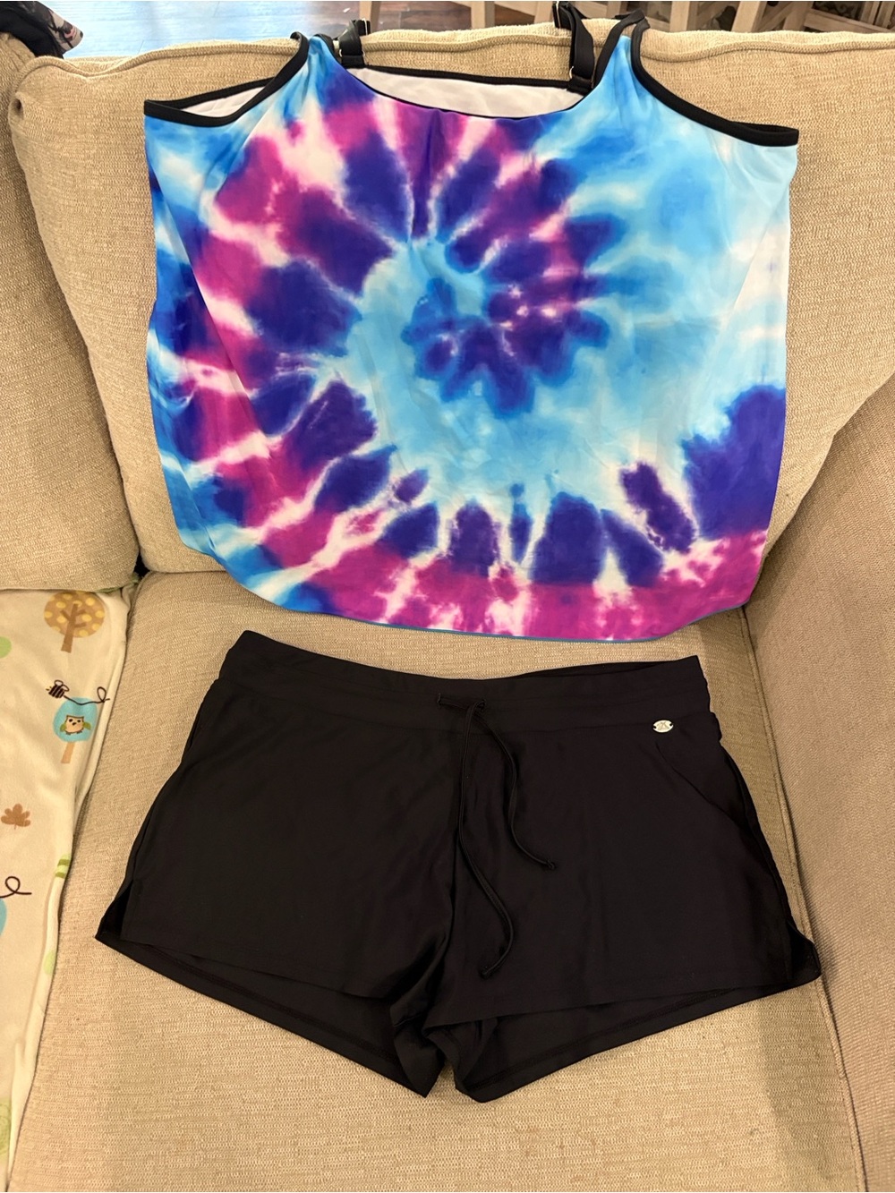 Women's Tie-dye & Black 2 piece swim suit nwot